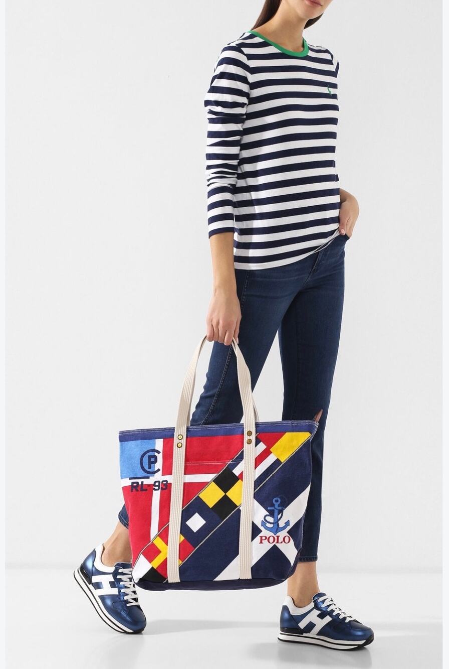 POLO Ralph Lauren Vintage RL-93 Nautical Flags Patchwork Cotton Canvas Tote Bag